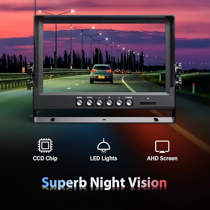 eRapta 1080P Wired Backup Camera System Kit,9" HD DVR Monitor with IP69 Waterproof Reverse/Side View Camera for RV Truck/Semi Box Truck/Trailer A9