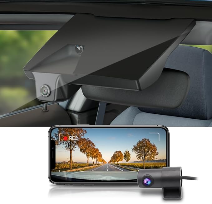 Fitcamx Dual 2160P+Rear 1080P Dash Cam Adapts for Genesis G70 2019-2026 (Part No#G9000), Integrated OEM Look, Dual HD Video, WiFi & APP, Loop Recording, Gravity Sensor, Easy to Use, 128GB Card