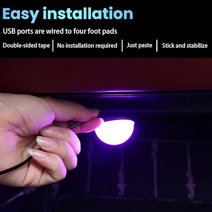 BESULEN Car Interior LED Lights, Automotive Ambient Neon Light Kit with USB Port, Car Accessories, Gifts for Men and Women, 4 in 1 Decoration Lights for Car, Garden, Home, Party（White）