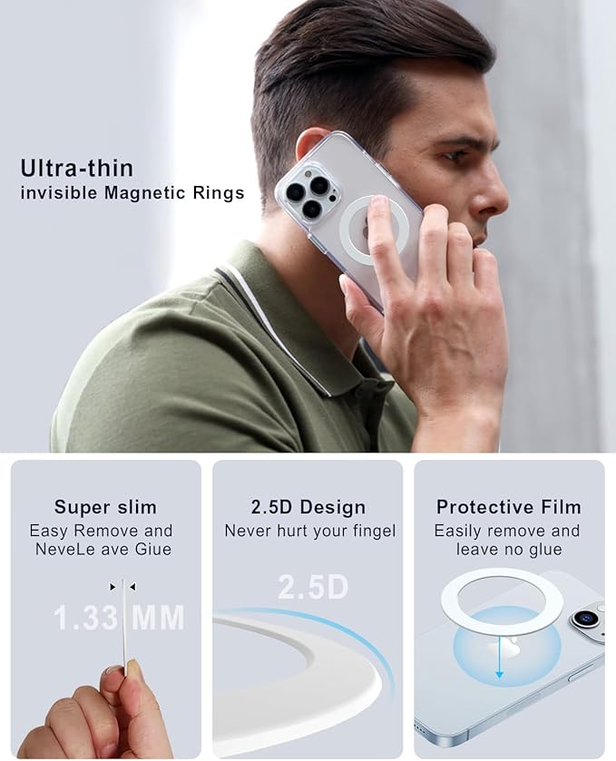 Magnetic Adapter Rings,Compatible with Kindle Pop Socket Magnetic,for Magsafe Accessories & Wireless Charging for iPhone 17/Air/16/15/14/13/12 Mini Plus Pro Max/Pixel 8/ S24 Ultra/ S23