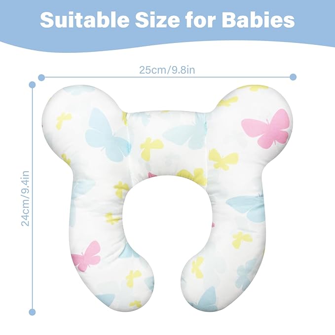 Baby Neck Pillows - Upgraded Toddler Travel Cushion for Toddler Head and Neck, Infant Neck Pillow for Car Plane Stroller Pushchair - Butterfly