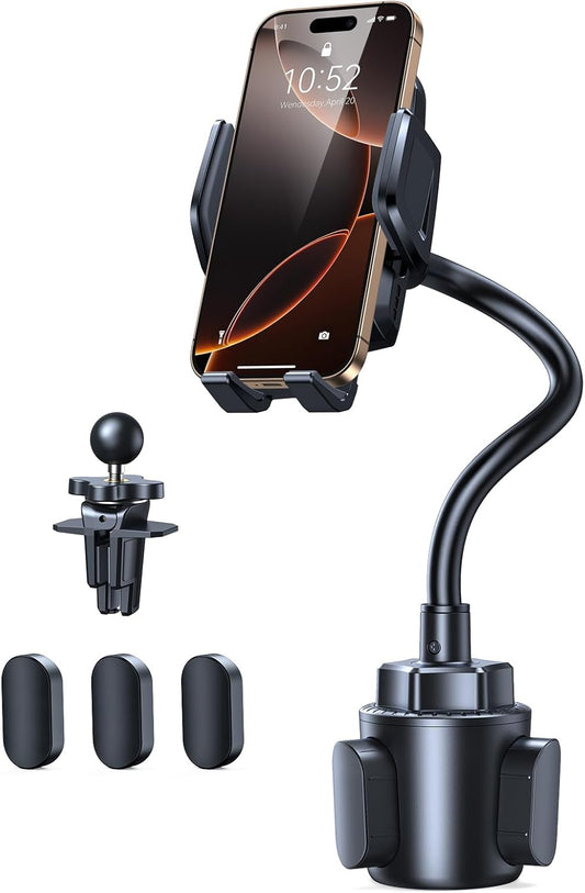 TECKNET Universal Car Cup Phone Holder – Adjustable Cradle Car Mount with Air Vent Phone Mount & Extra Grip Pads for iPhone, Samsung, All Smartphone