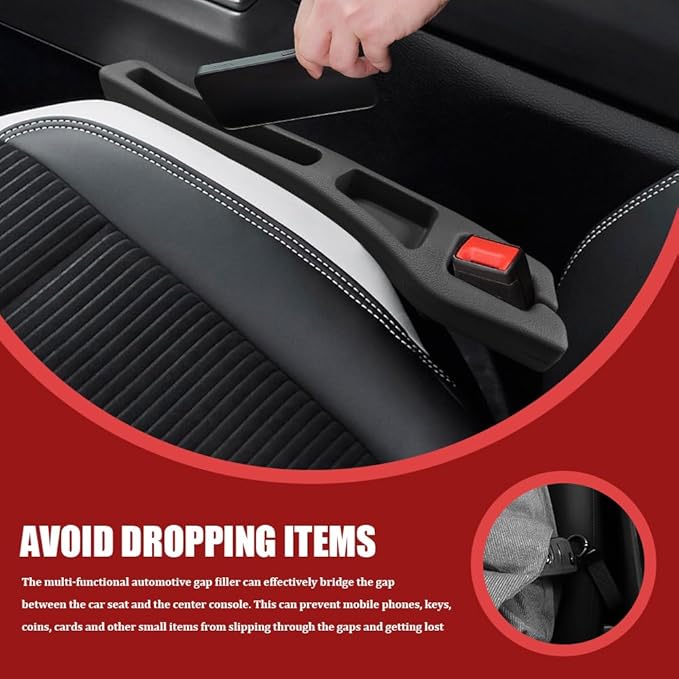 2PCS No Drop Seat Guard, Car Seat Gap Filler, Multi-Function Car Side Gap Filler for Prevent Items Falling, Universal Auto Blocker Between Seats Auto Organizer Accessories for Most Cars
