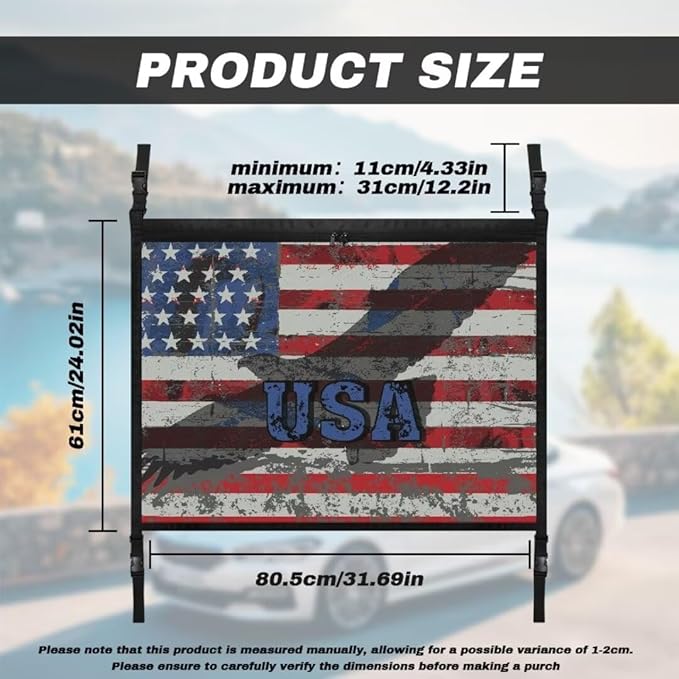 USA Flag Print Car Roof Seat Organizer Hanging Car Storage Bag Inner Car Accessories Storage for Kids Pets' Items for Travel