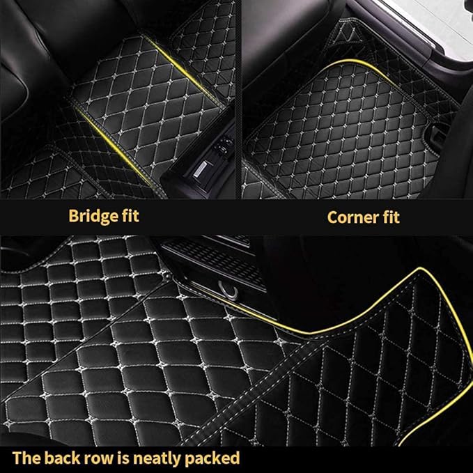 Custom Making Car Floor Mats for 95% Sedan SUV Sports Car Full Coverage Cute Men Women Pads Protection Non-Slip Leather Floor Liners (Red+Green Edge)