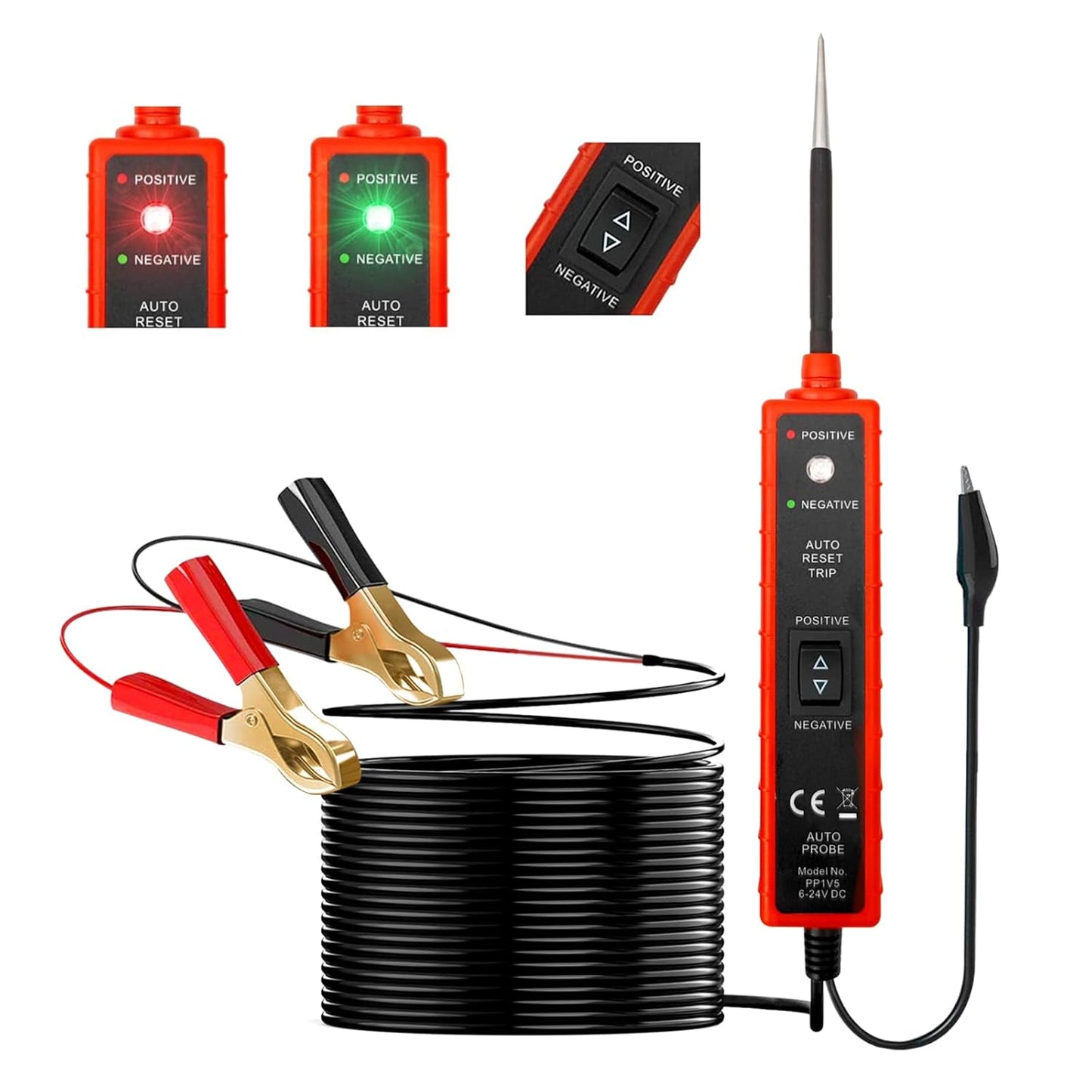 Power Short Circuit Probe Tester, 6V-24V LED Test Light, Short-Circuit Tracking Location and Buzzer Alarm, Automative Circuit Tester with Polarity & Continuity Test Function