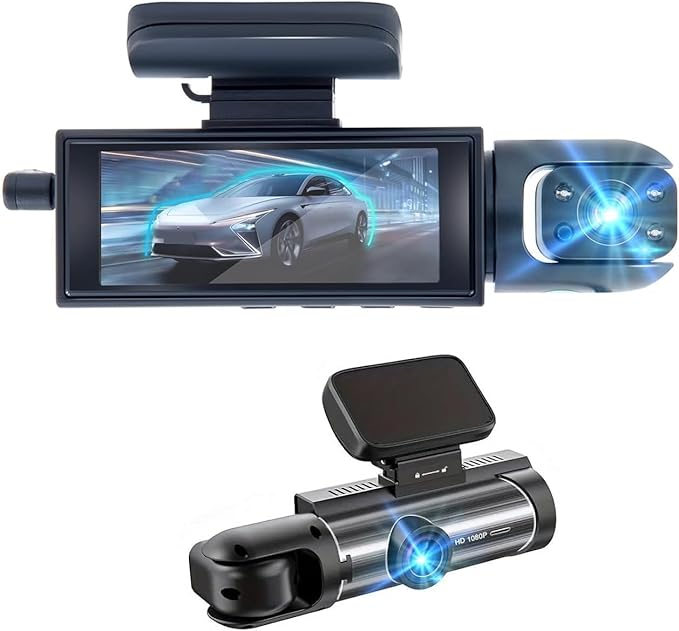 Dash Camera Front and Inside,Dashcams for Cars with IR Night Vision Loop Recording G-Sensor 24Hr Parking (1080 P Front and Inside)