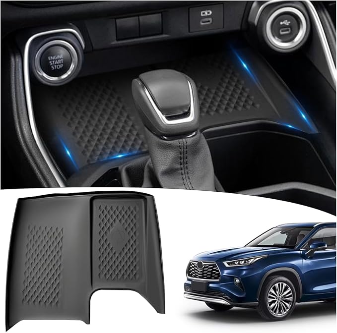 Wireless Charging Anti-Slip Mat Compatible with Toyota Grand Highlander Accessories 2026 2025 2024，Black Silicone Protective Pad Liner Compatible with Grand Highlander