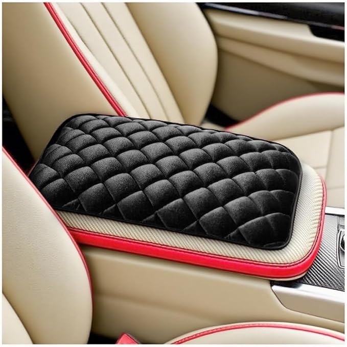 Car Center Console Cushion Pad, Comfortable Vehicle Armrest Seat Box Cover Protector, Soft Automotive Interior Decorative Arm Rest Mat Accessories, Universal for SUV RV Truck (Black)