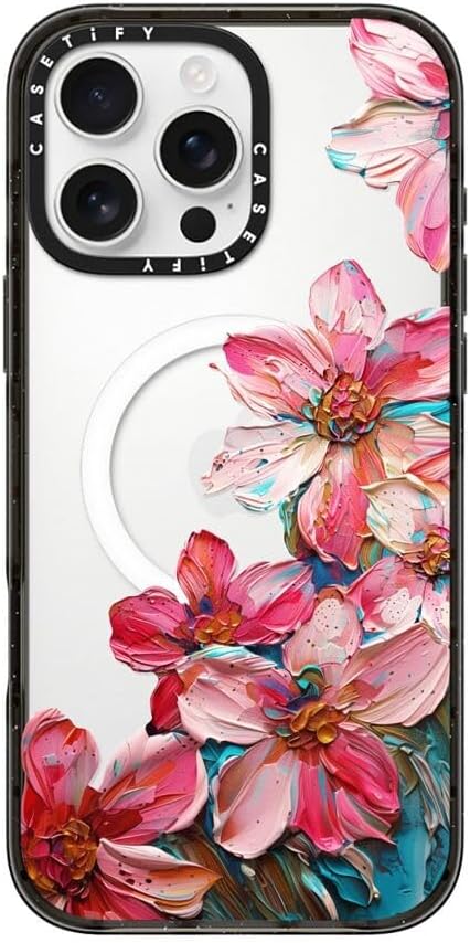 CASETiFY Impact iPhone 16 Pro Max Case [4X Military Grade Drop Tested / 8.2ft Drop Protection/Compatible with Magsafe] - Lisbon Love Summer Flowers Clear - Clear Black