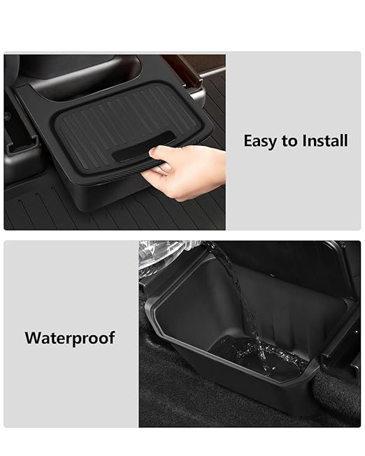 for Tesla Trash Can Model Y Refreshed Juniper Accessories 2020-2026 Rear Center Console Organizer Car Trash Can with Lid Model Y Backseat Storage TPE Under Seat Garbage Can 2nd Row Bin