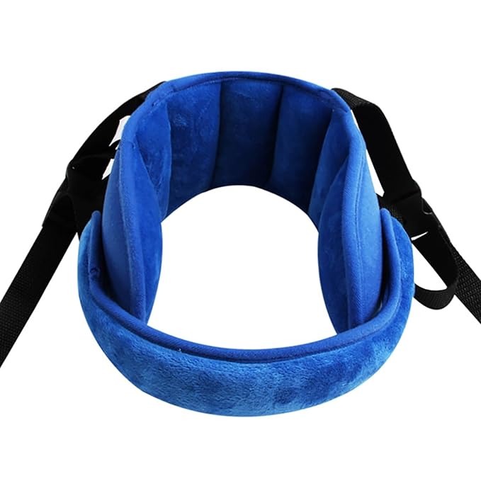 Adjustable Child Car Seat Head Support Band, Adjustable Head and Neck Support Band - A Comfortable Safe Sleep Solution, Blue Head Support Belt