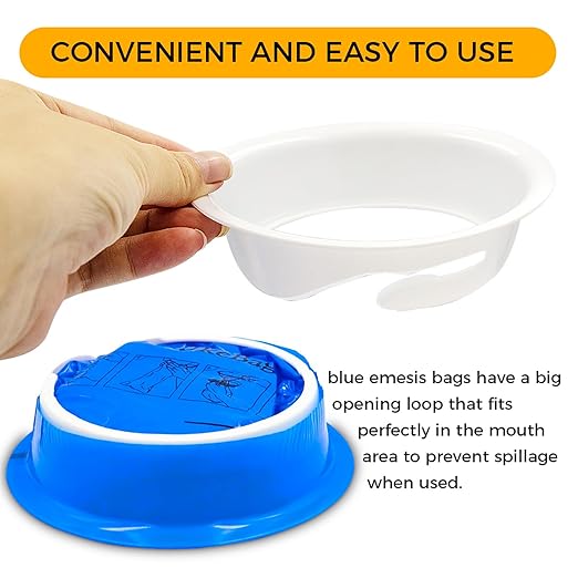 PukeBag 50 Pack Emesis Bag, Disposable Vomit Bags, Aircraft Barf Car Sickness Nausea Bags for Travel Motion Sickness