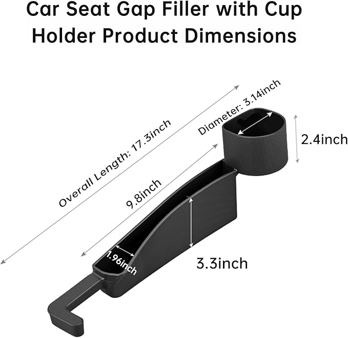 2026 Upgraded Car Seat Gap Filler with Holder and Hook, Car Seat Accessories Interior, Car Seat Gap Plug with Storage Slot, Car Organizer Fit Sedan SUV Truck, 2 Pack Black