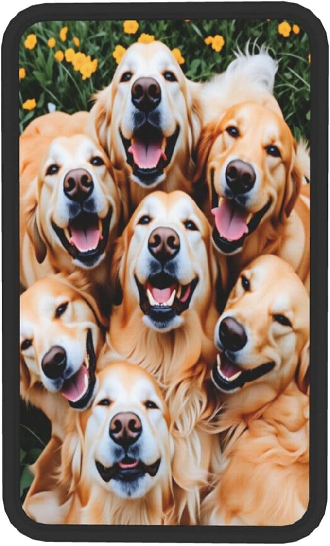 Happy Golden Retriever Dogs Car Handrail Box Cushion Armrest Cover Auto Center Console Pad Car Decor 12.6X7.5 in