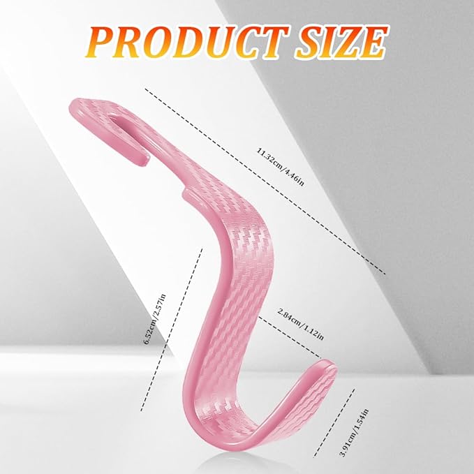 4PCS Car Seat Headrest Hook, Plastic Auto Back Seat Hanger Hooks, Multi-functional Stylish Seat Hooks, Universal Car Interior Headrest Hanger Storage Accessories for Purse Coats Handbag (Pink)