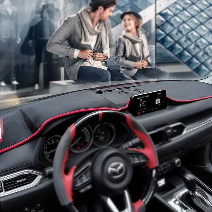Beerte Black Car Dash Cover fit for Mazda CX-5 2026 2025-2017 Flannel Dashboard Center Console Cover Protector Sunshield Cover Dash Mat Pad (Without HUD)