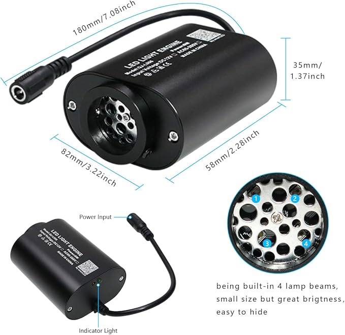 AZIMOM Mini 6W 500pcs Twinkle Fiber Optic Starlight Headliner Kit for Car Home 0.03in 9.8ft End Glow Fiber Strands Sound-Activated APP& Remote Control Starlight Engine