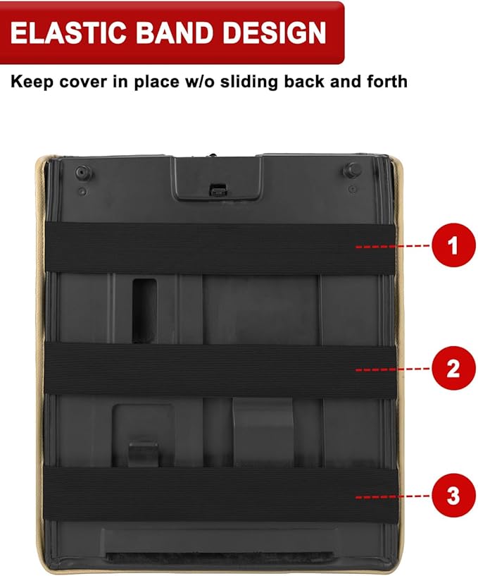 KBH Center Console Armrest Cover for 2007-2013 Chevy Silverado & Tahoe & Suburban, GMC Sierra & Yukon, Middle Console Lid Cushion, PU Leather, Anti-Scratch, Beige (Fits Jump Seat Console)