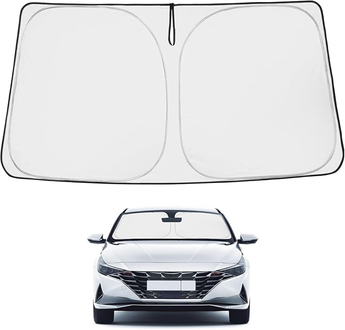 Proadsy Windshield Sun Shade for Hyundai Elantra 2021-2025 2026 4-Layer Foldable Front Sunshade Protector Sun Visor Blocks UV Rays Keep Car Cooler
