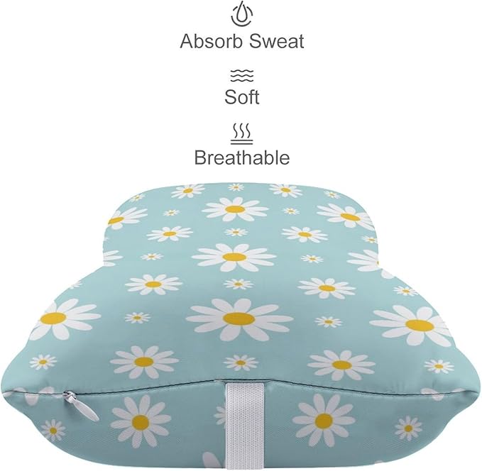 Car Headrest Pillow Compatible with Sky Blue Daisy Flowers, Cartoon Neck Pillow for Car, 2 Pcs Comfortable Soft Car Seat Pillow for Driving,Head Rest Cushion, Cute Neck Pillow for Travel