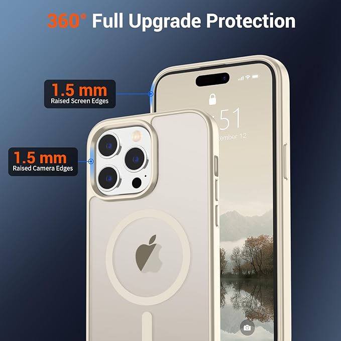 SUPFINE Magnetic for iPhone 14 Pro Case (Compatible with MagSafe) (Military Grade Drop Protection) Slim Translucent Matte Shockproof with Anti-Fingerprint Phone Case,Antique White