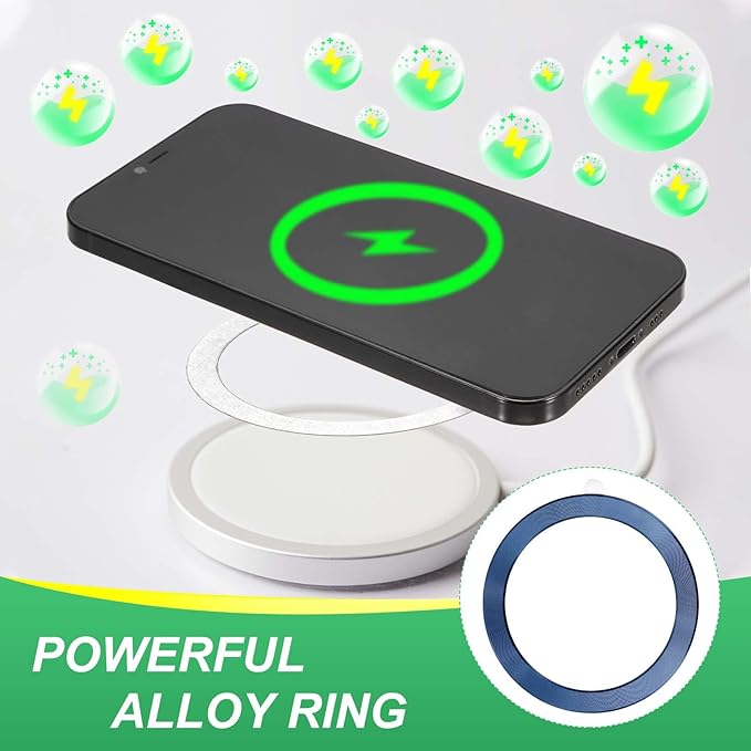PATIKIL Universal CD Stripe Magnetic Adapter Ring, 4 Pcs Ultra-Thin Sticker Ring Adhesive Nickel-Iron Alloy for Phone Cases Holder Wireless Charging Car Mount Kit, Blue
