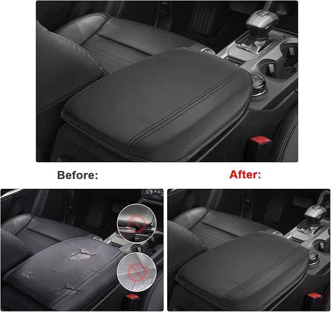 SXCY for 2024 2025 Ford Ranger Armrest Cover for 2024 2025 Ford Ranger Accessories (Lariat/Raptor/XL/XLT) 2025 Ranger Center Console Cover 2025 Ranger Middle Console Cover (Thin Cover Black Line)