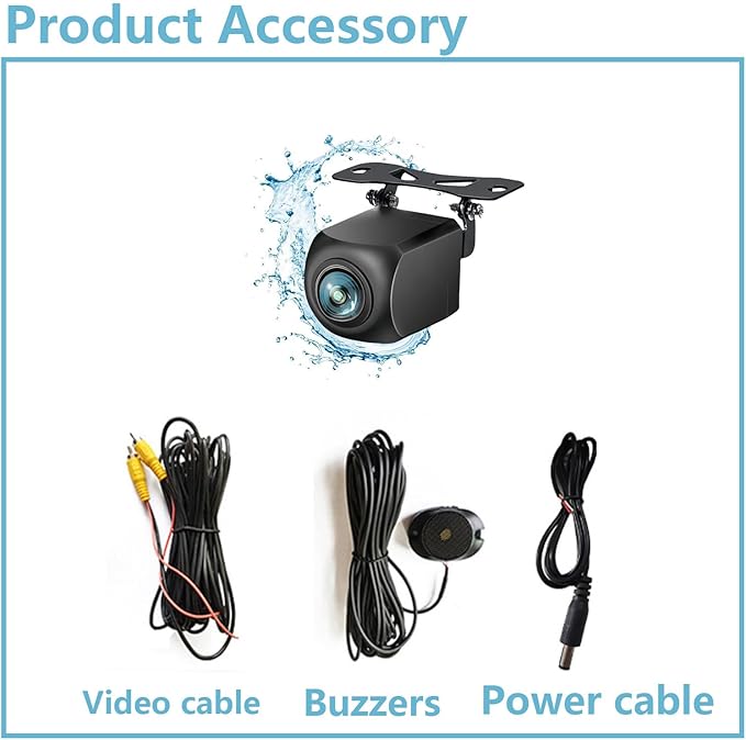 1080P Alarm Sensor Backup Camera Rear View Reverse Camera Universal for Pickup Truck Car SUV 170 Degree Perfect Angle Night Vision IP69 Waterproof DLD01