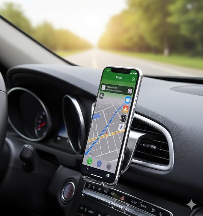 Magnetic Car Phone Holder for Vent Mounts – Slim Case Compatible, Includes Metal Plate – Strong Magnetic Grip for Most Smartphones, Adjustable & Easy Installation