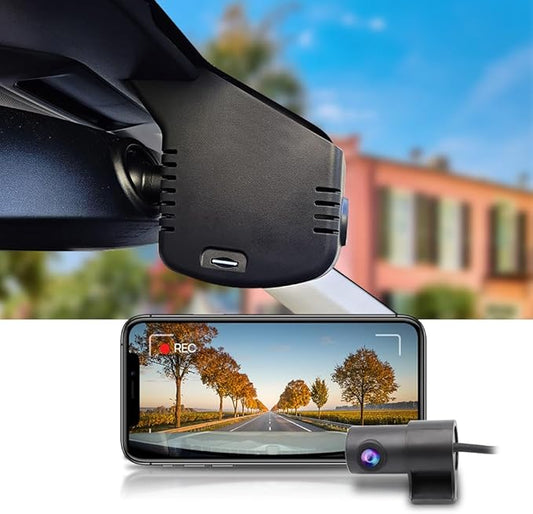 Fitcamx Front 2K+Rear 1080P Dash Cam Adapts for Volkswagen Tiguan 2024-2026 MK3 (Black), OEM Factory Look, Dual HD Video, WiFi & APP, Loop Recording, Parking Mode, Easy to Operate, 64GB Card
