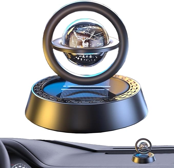 Luxury Solar Aromatherapy Car Air Freshener | Stylish Dashboard Rotating Perfume Diffuser | Plastic Solar-Powered Autorotation Decoration for Car Interior | Eco-Friendly Fragrance Diffuser