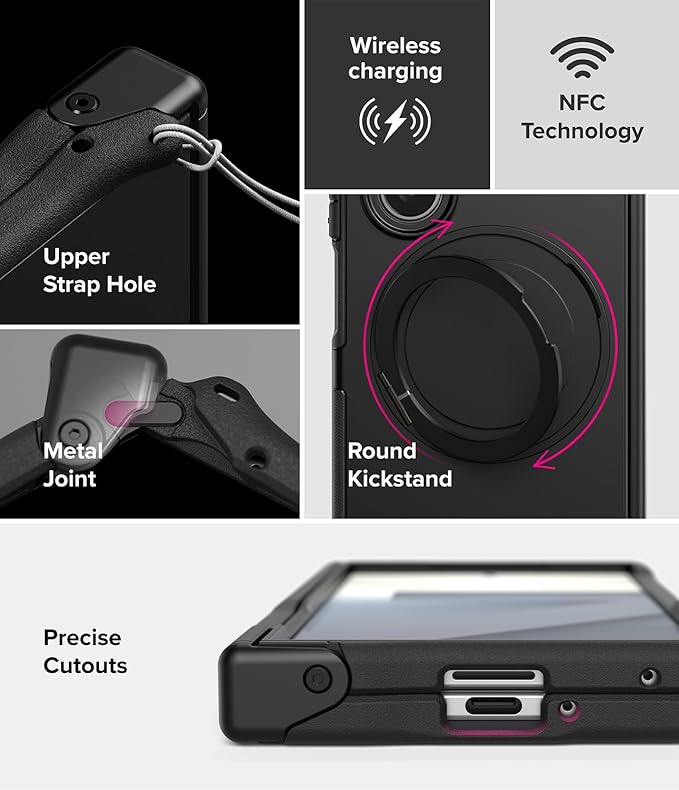 Ringke Alles Pro for Samsung Galaxy Z Fold 7 Case [Compatible with MagSafe] Hinge Protection Powerful Magnet Shockproof Cover with 360° Rotating Kickstand - Black
