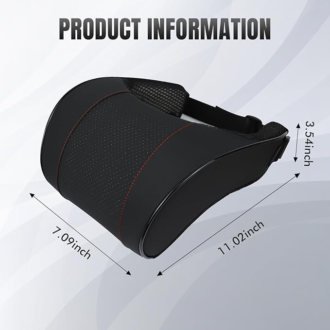 Car Neck Pillow with Memory Foam, Soft Comfortable Headrest Pillow for Driving, Ergonomic Design, Auto Seat Neck Support Pillows Head Rest Cushion with Breathable Leather Cover (Black)