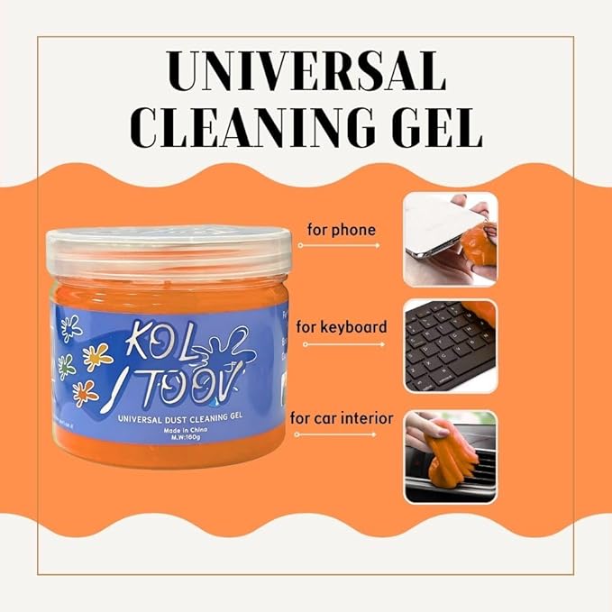 Ultimate Orange Car Cleaning Gel: Automotive Detailing Putty for Interior Care, Vent Cleaning, and Dust Removal Reusable Cleaning Slime for Car, Keyboard, and Camera, Car Travel Essentials