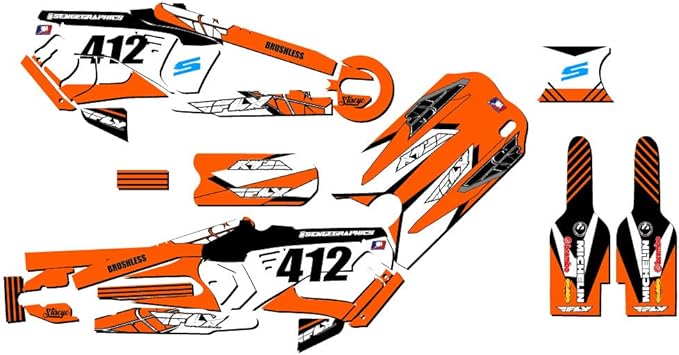 16eDRIVE Fly Racing Orange Senge Graphics Kit Compatible with Stacyc