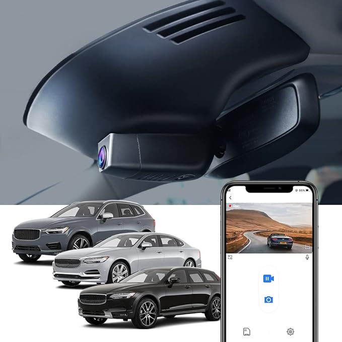 Fitcamx 4K Dash Cam Suitable for Volvo S90 V90 2017-2021 & XC60 2018-2021 T5 T6 (Model A), OEM Factory Look, 2160P UHD Video, Built-in WiFi &APP, Loop Recording, Gravity Sensor, Plug&Play, 64GB Card