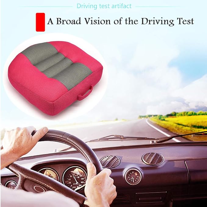 Srutirbo Car Booster Seat Cushion Heightening Height Boost Mat, Breathable Mesh Portable Car Seat Pad Angle Lift Seat for Car, Office,Home (Rose Red)