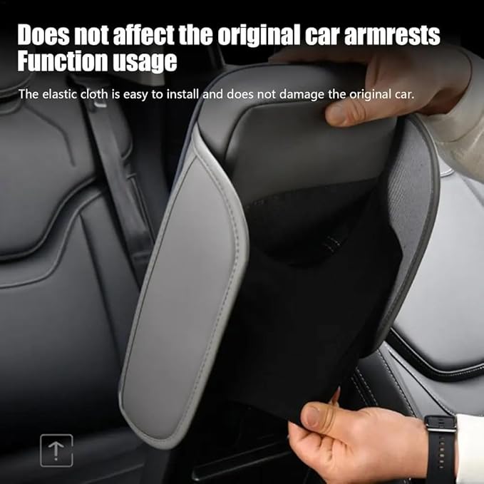 OUTMX Car Center Console Cushion for Lexus NX 350 2022-2025, Nappa Leather Memory Foam Armrest Cover with Side Storage Pockets, Auto Elbow Support Pad 1pc,Black