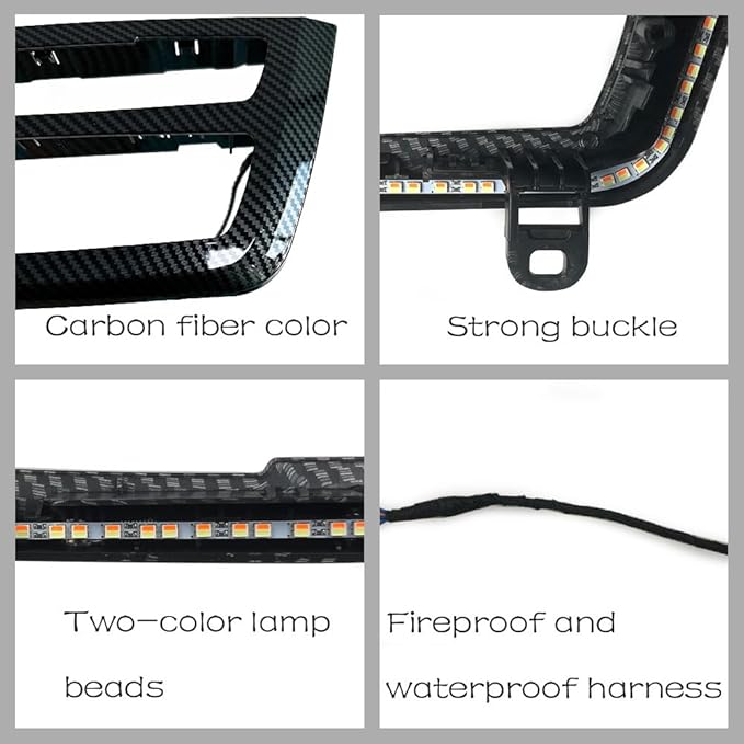 Car Inner Air Condition A/C Panel LED Lighting Ambient Light Trim Accessories For BMW 3 4 Series 3GT F30 F36 M3 M4 Center Control Two-color Atmosphere Lamp Panel Replacement Cover (Carbon fiber color)