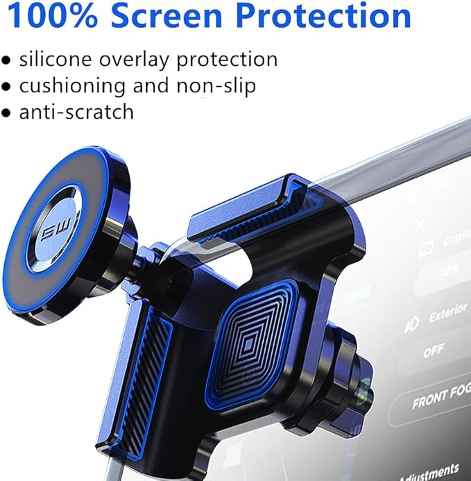 Magnet Phone Mount for Tesla Model 3/Y Accessories, Tesla Phone Mount for Magsafe iPhone & Android Phones, Strongest Magnetic Power Adjustable Car Phone Holder, with 1pcs Magnetic Ring