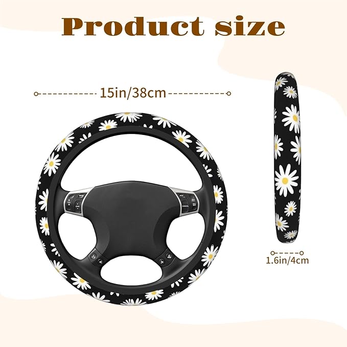 Steering Wheel Cover Accessories Neoprene Cover, Breathable Non-Slip Easy to Install Suitable for Women Men, 14.5-15.5 Inch for Car SUV Van Truck Universal - Persia Flower