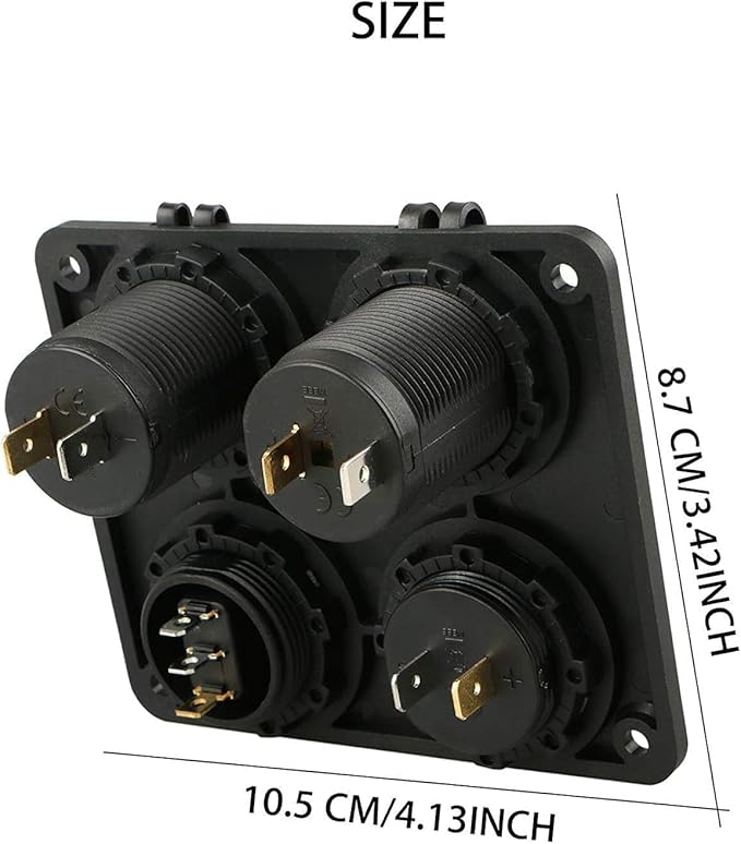 Linkstyle 4 in 1 Car Charger Panel, 4.2A Dual USB A Charger Port, Cigarette Lighter Socket with LED Voltmeter & Rocker Switch for 12V/24V Marine Boat RV Truck