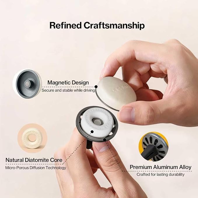 LECELORA Car Diffuser with 6 Scent Refills - Luxury Leather Vent Clip Long Lasting Car Air Freshener, Perfect Birthday Anniversary Valentines Gift for Him Her-Oud Lumiere