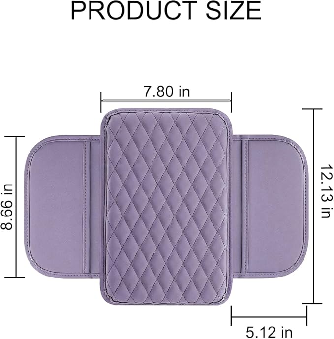 Mandark Car Center Console Cover, Microfiber Leather Vehicle Armrest Protector Cushion with 2 Storage Bags, Auto Interior Arm Rest Seat Box Pad Accessories, Universal for SUV, Sedan, Truck (Purple)