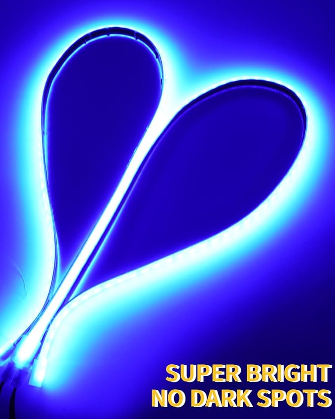 YM E-Bright Led Strip Lights for Cars Boat Motorcycle Golf Cart Interior Exterior Cuttable Underwater Marine Lighting IP68 Waterproof 24inch 60CM 72SMD 12v,Blue(Pack of 4)
