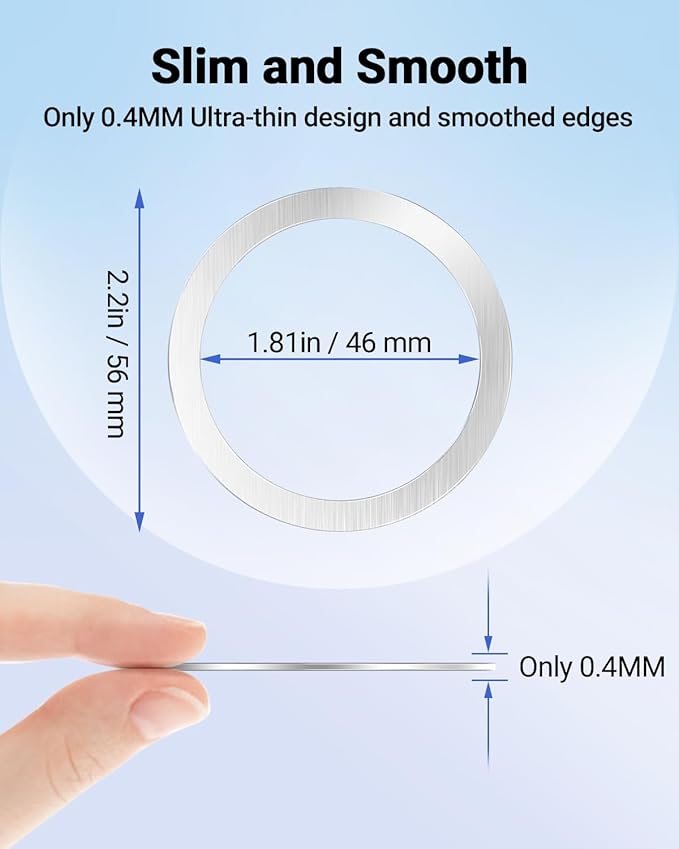 KALAPOP Magnetic Wireless Charging Magsafe Ring-6 PCS,Ultra-Thin(0.4mm) Magsafe Sticker,Compatible with iPhone 17/Air/16/15/14/13 Series,Samsung Galaxy,Google Pixel,Magsafe Accessories-3Black&3Silver