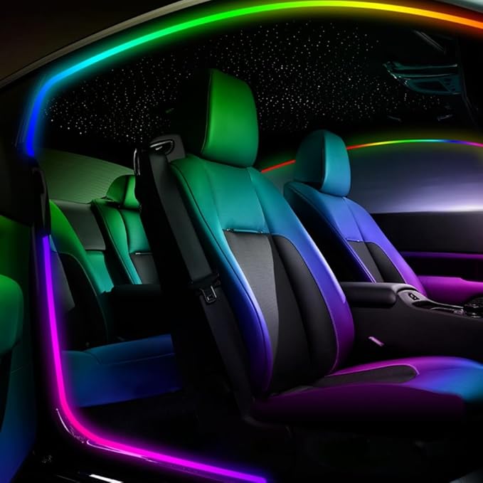4 in 1 137.8 inch Car Door Frame Ambient Light LED Symphony RGB Atmosphere Decoration Lamp App Control USB Plug Acrylic Strip