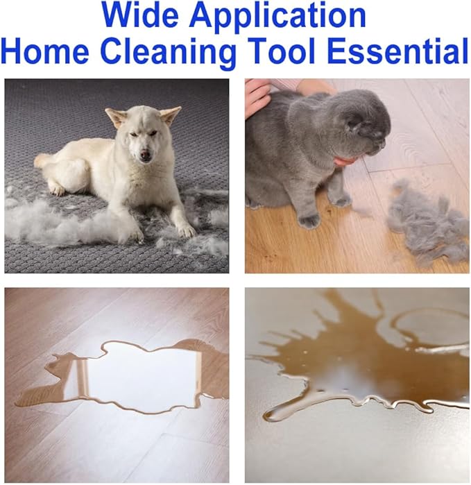 Pet Hair Removal Broom - with 58" Telescopic Handle Broom with Squeegee - Fur Hair Remover Tool for Carpet Rugs, Mats. Hardwood, Tile, Window