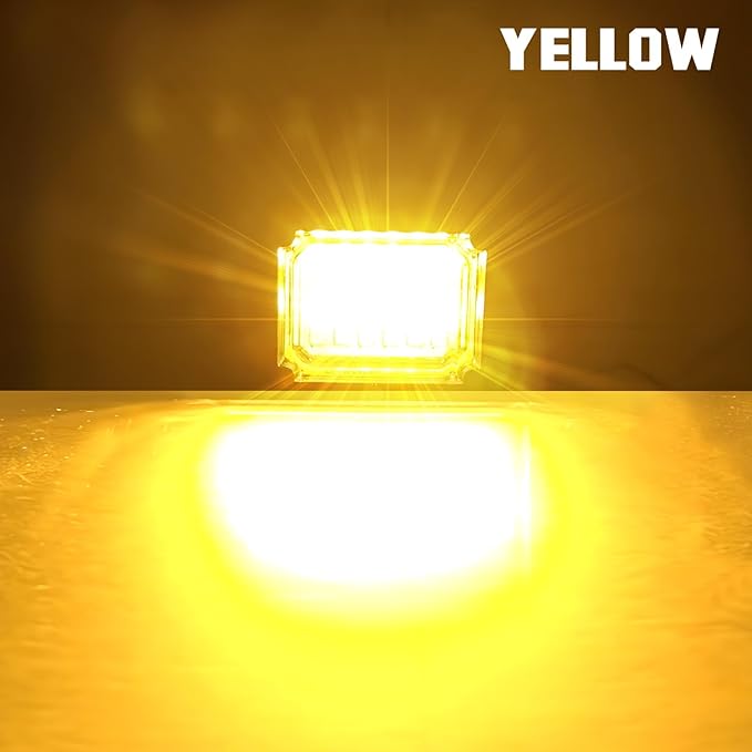 4 Pods Yellow LED Rock Light Waterproof Neon Trail Rig Lamp Underglow Lights for Car Truck Motorcycle SUV ATV UTV (Yellow)